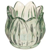 Prodotto Portacandele in vetro portacandele tulipano verde Ø7cm H7cm 2pz