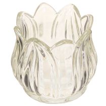 Prodotto Portacandele in vetro a forma di tulipano, in vetro trasparente Ø7cm H7cm 2pz