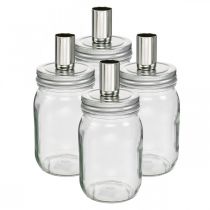 Prodotto Vetro decorativo con portacandele decorazione candela Ø8cm H17.5cm 4 pezzi