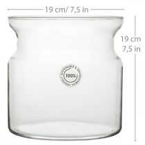 Vaso per fiori in vetro vaso decorativo in vetro trasparente Ø19cm H19cm