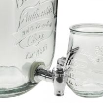 Distributore di bevande in vetro con rubinetto set con 4 bicchieri H25,5 cm