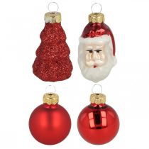 Mini decorazioni natalizie figure e palline assortite in vetro 3cm 9pz