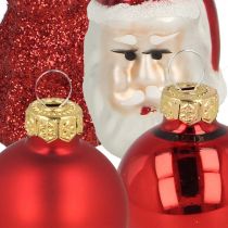 Mini decorazioni natalizie figure e palline assortite in vetro 3cm 9pz