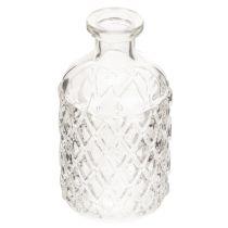 Prodotto Bottiglia in vetro con motivo a rombi, bottiglia decorativa, vaso, piccola, 13 cm, 6 pezzi