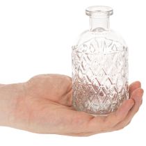 Prodotto Bottiglia in vetro con motivo a rombi, bottiglia decorativa, vaso, piccola, 13 cm, 6 pezzi