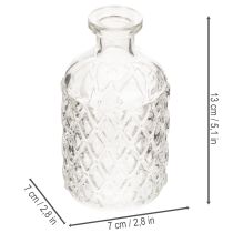 Prodotto Bottiglia in vetro con motivo a rombi, bottiglia decorativa, vaso, piccola, 13 cm, 6 pezzi