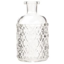Prodotto Bottiglia in vetro con motivo a rombi, bottiglia decorativa, vaso, piccola, 13 cm, 6 pezzi
