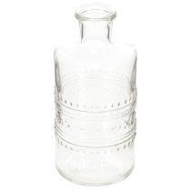 Prodotto Bottiglia in vetro decorata, cilindrica, trasparente, vaso decorativo, 15 cm, 6 pezzi