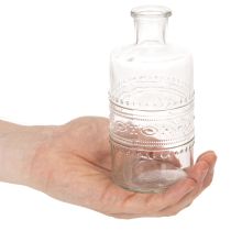 Prodotto Bottiglia in vetro decorata, cilindrica, trasparente, vaso decorativo, 15 cm, 6 pezzi