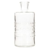 Prodotto Bottiglia in vetro decorata, cilindrica, trasparente, vaso decorativo, 15 cm, 6 pezzi