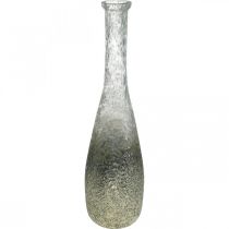 Vaso in vetro bicolore, decorazione da tavola in vero vetro trasparente, argento H40cm