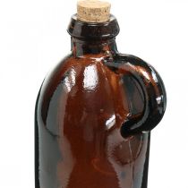 Bottiglia in vetro vintage con sughero e manico marrone Ø7.5 cm H22cm