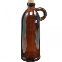 Bottiglia in vetro vintage con tappo in sughero e manico marrone Ø7,5 cm H22cm