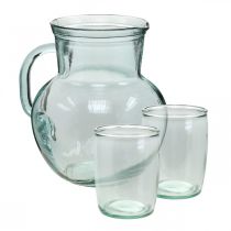 Brocca di vetro con bicchieri, set di bevande per servire Bluastro trasparente H20cm/11,5cm 5 pezzi