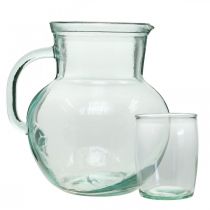 Prodotto Brocca di vetro con bicchieri, set di bevande per servire Bluastro trasparente H20cm/11,5cm 5 pezzi