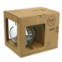 Prodotto Brocca di vetro con bicchieri, set di bevande per servire Bluastro trasparente H20cm/11,5cm 5 pezzi