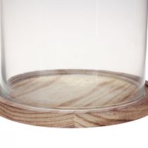 Prodotto Campana in vetro con decorazione in vetro piatto in legno Ø17cm H25cm