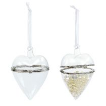 Prodotto Cuore di vetro per riempire decorazioni sospese 7 cm x 10 cm trasparente 2 pezzi