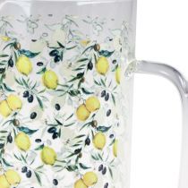 Prodotto Brocca in vetro brocca decorativa limoni e olive H17cm
