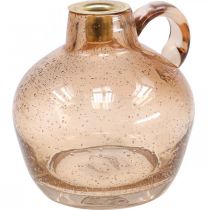 Candeliere Candela in Vetro Brocca Decorativa Marrone Chiaro H15.5cm