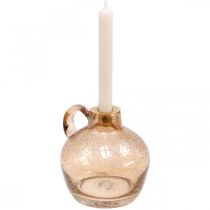 Candeliere Candela in Vetro Brocca Decorativa Marrone Chiaro H15.5cm