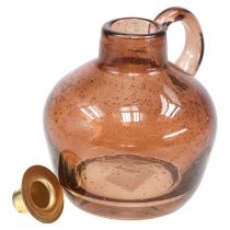 Prodotto Candeliere con asta di vetro candela brocca decorativa marrone in vetro H15.5cm