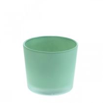 Vaso per fiori in vetro fioriera verde vasca in vetro Ø10cm H8.5cm