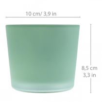 Vaso per fiori in vetro fioriera verde vasca in vetro Ø10cm H8.5cm