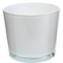 Prodotto Vaso da fiori in vetro bianco fioriera in vetro vasca Ø14,5 cm H12,5 cm