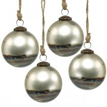 Palle di Natale palla di vetro bicolore blu, metallico Ø9,5cm 4 pezzi