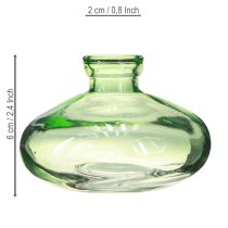 Prodotto Vaso in vetro verde bulboso mini vasi in vetro Ø9cm H6cm 6 pezzi