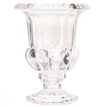 Prodotto Vaso in vetro vaso piccolo con piede retrò trasparente Ø11cm H14cm