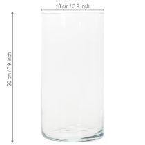 Prodotto Vaso alto in vetro, semplice cilindro in vetro utilizzabile come vaso per fiori o oggetto decorativo, 20 cm