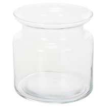 Prodotto Vaso in vetro trasparente, vaso decorativo in vetro con bordo, per portacandele o vaso per fiori, 15 cm