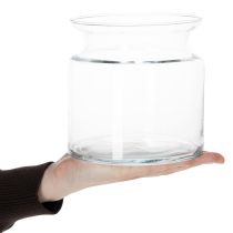 Prodotto Vaso in vetro trasparente, vaso decorativo in vetro con bordo, per portacandele o vaso per fiori, 15 cm