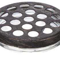 Prodotto Bottiglia di vetro in un cestino di metallo, ideale come elemento decorativo per il soggiorno, 20 cm