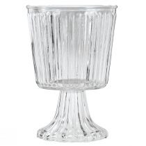 Prodotto Vaso in vetro con piede decorativo tazza in vetro scanalato Ø13cm H19cm