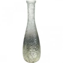 Vaso per fiori in vetro, vaso da tavolo bicolore vero vetro trasparente, argento H30cm