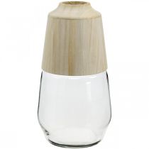 Vaso in vetro con vaso decorativo in legno vaso di fiori trasparente H30cm