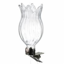 Vaso in vetro con fiore a clip Ø3,3cm H8,5cm trasparente 4 pezzi