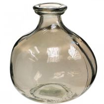Vaso in vetro rotondo vaso decorativo in vetro marrone rustico Ø16,5 cm H18 cm