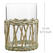 Prodotto Vaso in vetro cilindro intrecciato erba decorazione tavola vetro Ø8cm H12cm