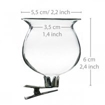 Campana in vetro con clip trasparente Ø5,5cm H6cm 4 pezzi