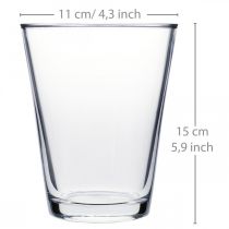 Prodotto Vaso in Vetro Conico Trasparente Ø11cm H15cm