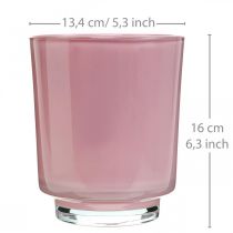 Fioriera orchidea in vetro rosa H16cm Ø13,4cm