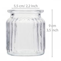 Prodotto Vaso in vetro vaso rigato in vetro Ø7,5 cm H9 cm 4 pezzi