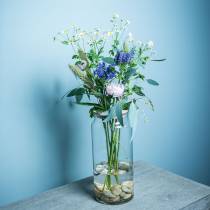 Vaso Di Vetro Geometrico Sfaccettato 20 Cm | Trasparente Blu | Composizioni Floreali E Decorazioni Tavolo Nozze