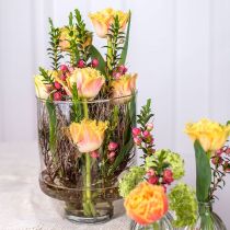 Vaso in vetro con piede vaso da fiori decorazione in vetro vintage H15cm Ø11cm