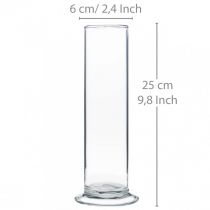 Prodotto Vaso in vetro con base, trasparente, Ø6cm, H25cm