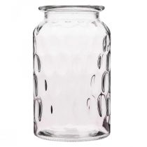 Vaso in vetro con motivo, lanterna in vetro H18,5cm Ø11cm trasparente